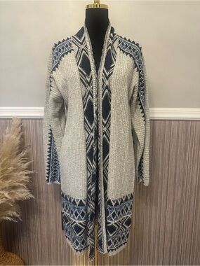 Lucky Brand Southwestern Open Cardigan Sweater Women’s Medium Boho Duster NWT